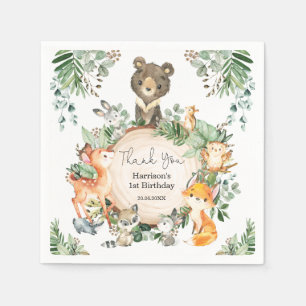 Serviette En Papier Végétation mignonne Bois Bébé Animaux sauvages