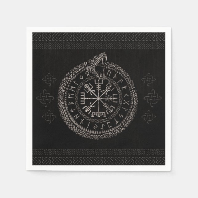 Serviette En Papier Vegvisir avec Ouroboros et runes (Devant)