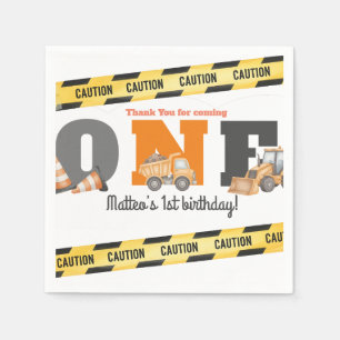 Serviette En Papier Véhicules de construction Premier anniversaire Tom