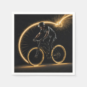 Serviette En Papier Vélo Néon Glow Gold Avec Traînées Lumineuses