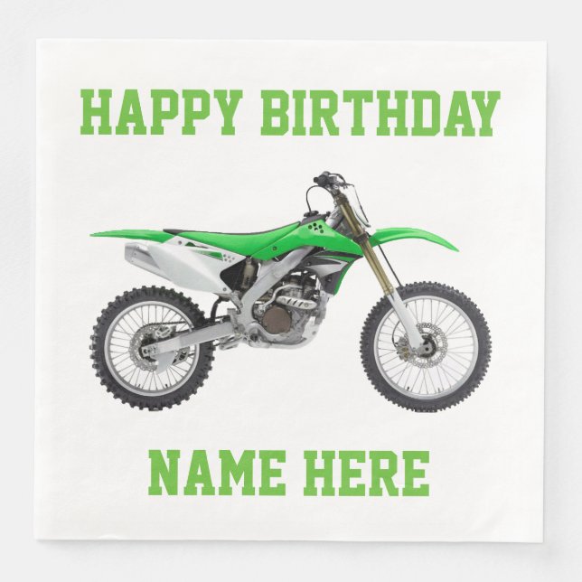 Serviette En Papier Vélo vert Dirt Anniversaire Sport serviettes (Devant)