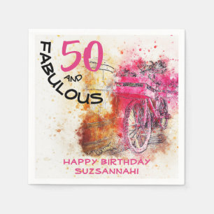 Serviette En Papier Vélo Vintage de 50 ans amusant