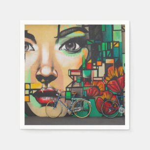 Serviette En Papier Vélos sur le mur de Graffiti