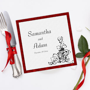 Serviette En Papier Velours de Crimson et Mariage noir