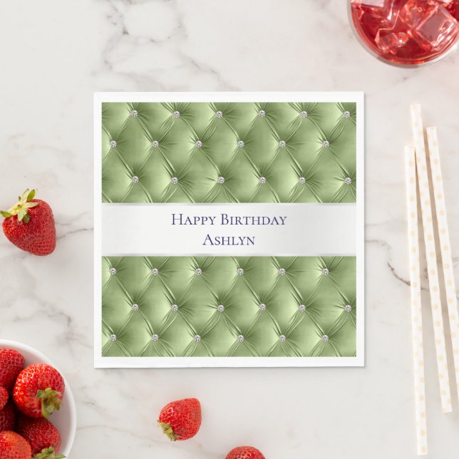 Serviette En Papier Velours Luxe Glam Vert Sauge (En situation)