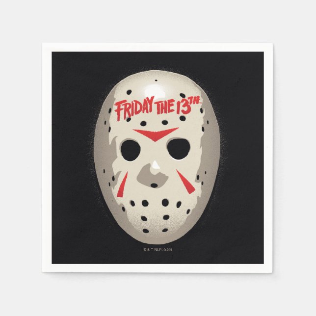 Serviette En Papier Vendredi 13 | Graphique de masque de hockey (Devant)
