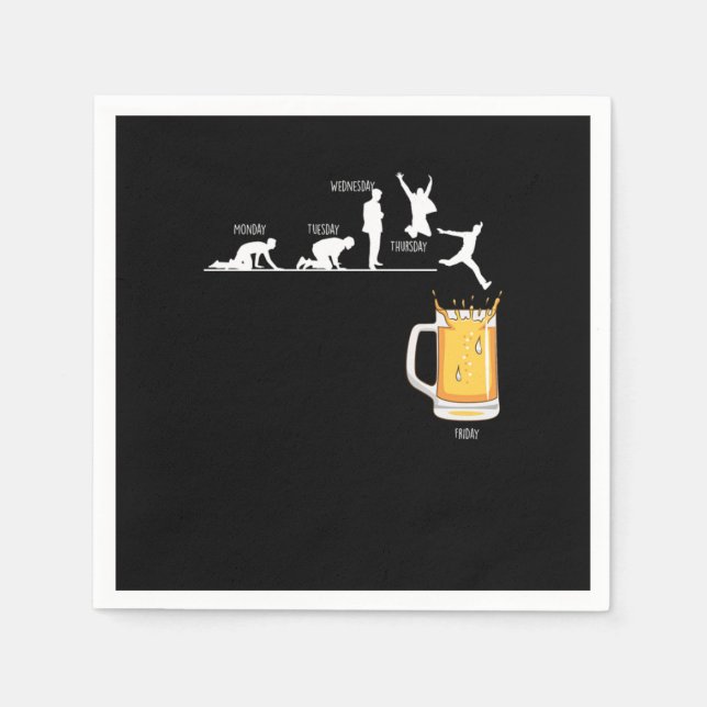 Serviette En Papier Vendredi Beer Lover Party Week-end Beer Mug Drunk  (Devant)