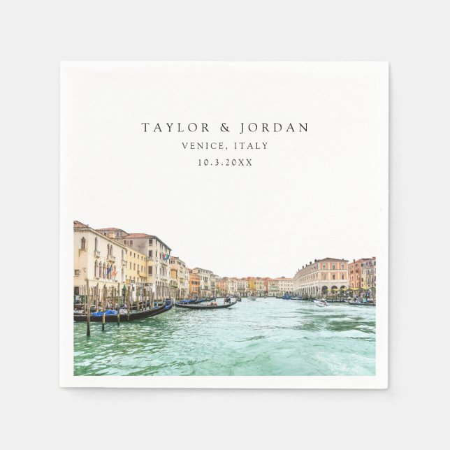 Serviette En Papier Venice Italie Mariage Papier Cocktail Napkin (Devant)