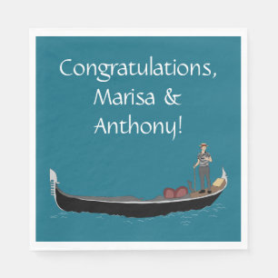 Serviette En Papier Venise, Italie Gondole et Gondolier Bleu sarcelle