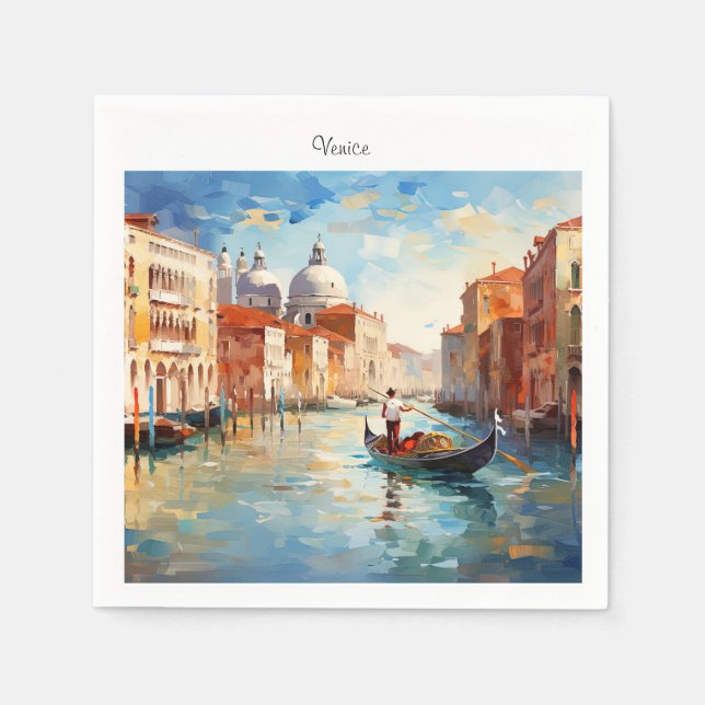 Serviette En Papier Venise peinte, Italie (Devant)