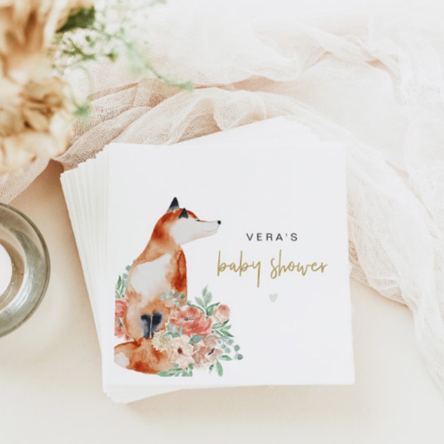 Serviette En Papier VERA Eucalyptus Verdure & Terracotta Renard Floral (Créateur téléchargé)