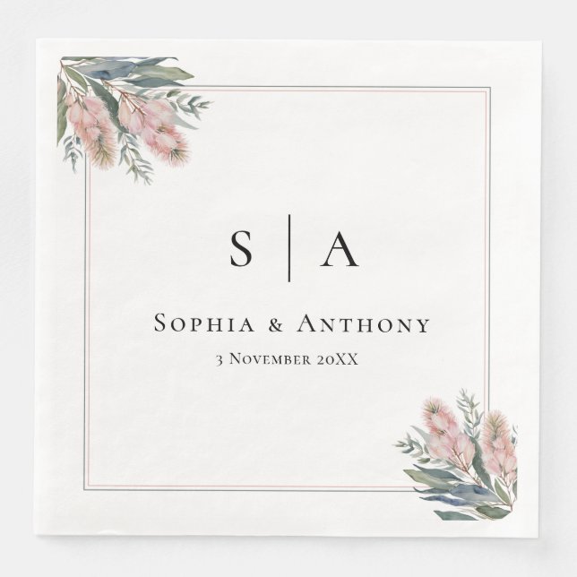 Serviette En Papier Verdure Australie Mariage personnalisé serviettes (Devant)
