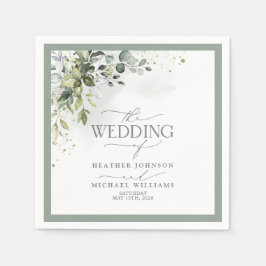 Serviette En Papier Verdure botanique Mariage d'aquarelle fleurie
