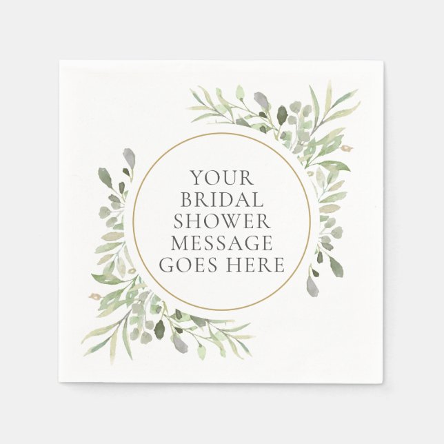 Serviette En Papier Verdure Eucalyptus Feuillage Feuilles Mariage (Devant)