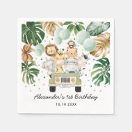 Serviette En Papier Verdure Gold Jungle Safari Animaux sauvages Annive