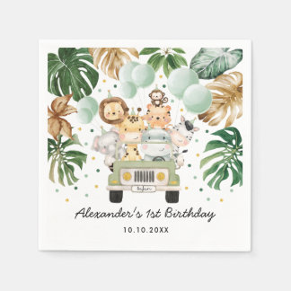 Serviette En Papier Verdure Gold Jungle Safari Animaux sauvages Annive