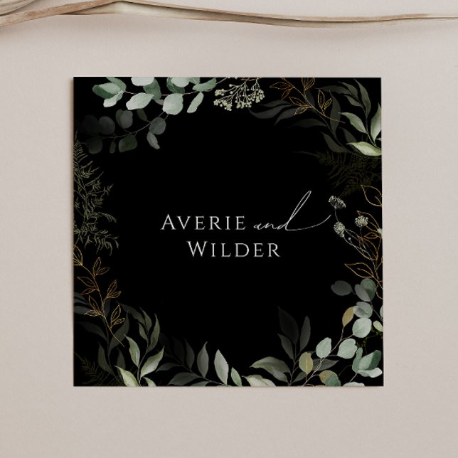 Serviette En Papier Verdure lunaire et Mariage noir or serviettes (Créateur téléchargé)