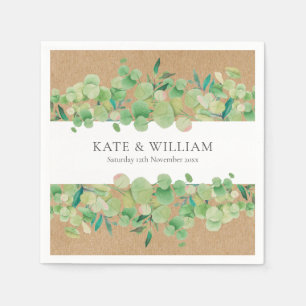 Serviette En Papier Verdure rustique Eucalyptus Garland Mariage