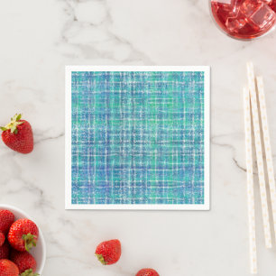 Serviette En Papier Vérification texturée turquoise