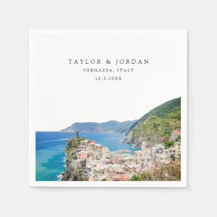 Serviette En Papier Vernazza Italie Mariage Cinque Terre Napkin