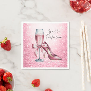 Serviette En Papier Verre de champagne rose vieilli à la perfection po