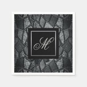 Serviette En Papier Verre en mosaïque gris foncé Monogramme