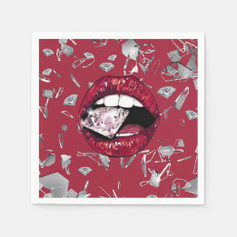 Serviette En Papier Verre et diamants brisés en rouge