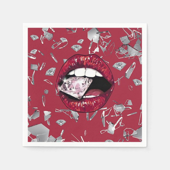 Serviette En Papier Verre et diamants brisés en rouge (Devant)