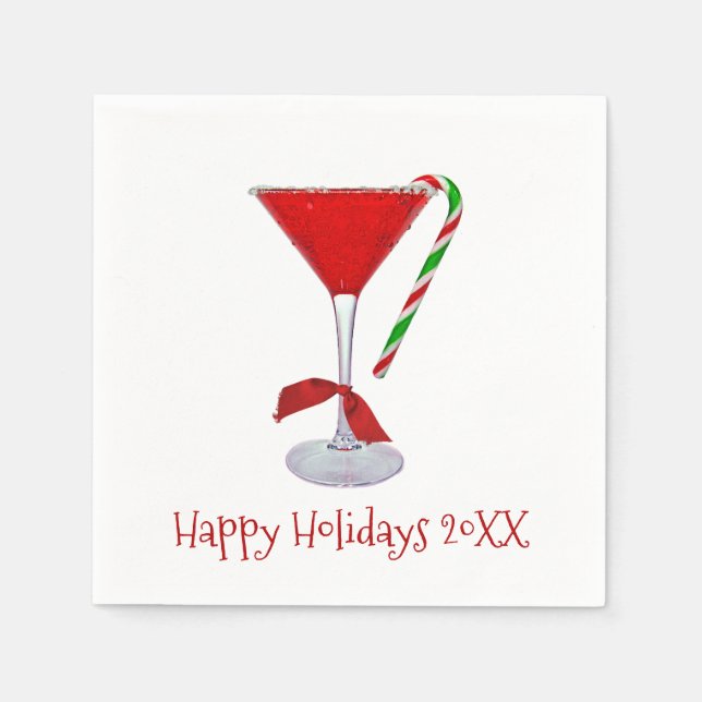 Serviette En Papier Verre Martini de Noël avec Bow (Devant)