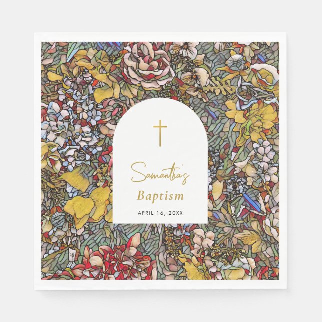 Serviette En Papier Verre Trait Baptême Baptême Favoriser (Devant)