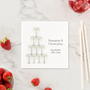 Serviette En Papier Verres à Champagne Mariage Simple