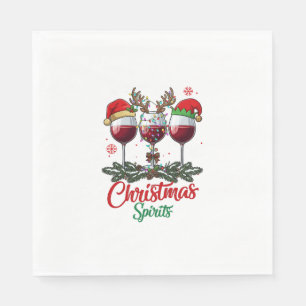 Serviette En Papier Verres à vin Esprits de Noël Renne Andouillers Pi
