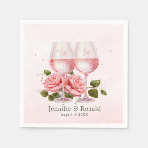 Serviette En Papier Verres à vin rose flou Mariage