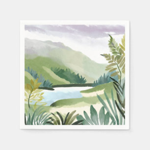 Serviette En Papier Versant Luxuriant Peinture de la nature à l'aqua