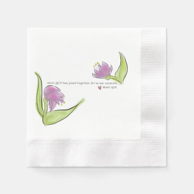 Serviette En Papier Verse et fleurs de la Bible religieuse (Devant)