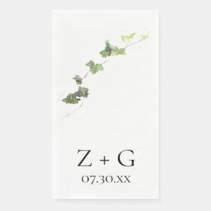 Serviette En Papier Vert anglais Vin Vin Mariage d'aquarelle