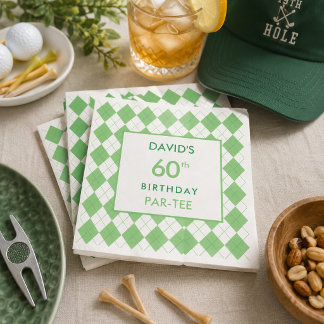 Serviette En Papier Vert Argyle Plaid Golf Anniversaire