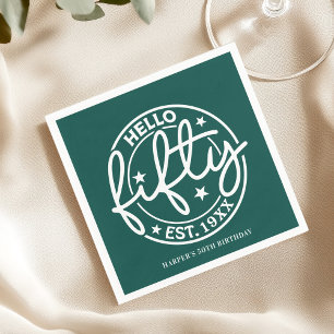Serviette En Papier Vert Bonjour Cinquante-Anniversaire