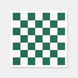Serviette En Papier Vert chasseresse et carreaux blancs