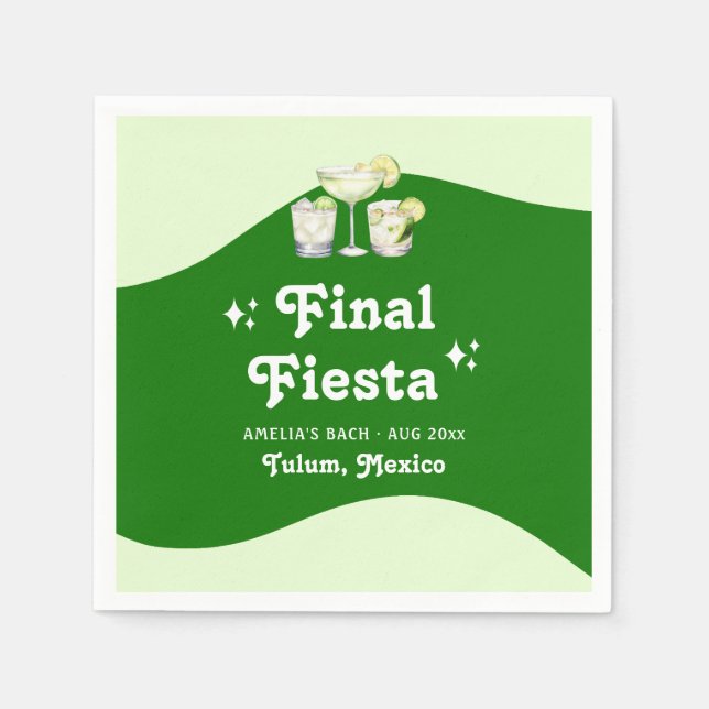 Serviette En Papier Vert Citron Citrus Fiesta de Bachelorette (Devant)