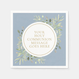 Serviette En Papier Vert de communion bleu poussiéreux aquarelle