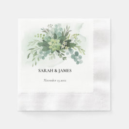 Serviette En Papier Vert doux Mariage Succulent Floral Botanique