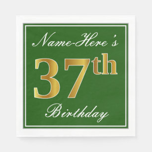 Serviette En Papier Vert élégant, anniversaire d'or de Faux
