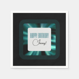 Serviette En Papier Vert émeraude moderne noir et blanc