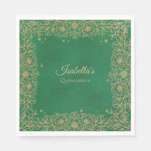 Serviette En Papier Vert émeraude Or Quinceañera Déjeuner Sweet 15