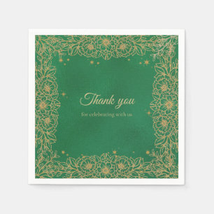 Serviette En Papier Vert émeraude Or Quinceañera Sweet 15