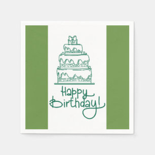 Serviette En Papier Vert Et Blanc Joyeux Design Anniversaire