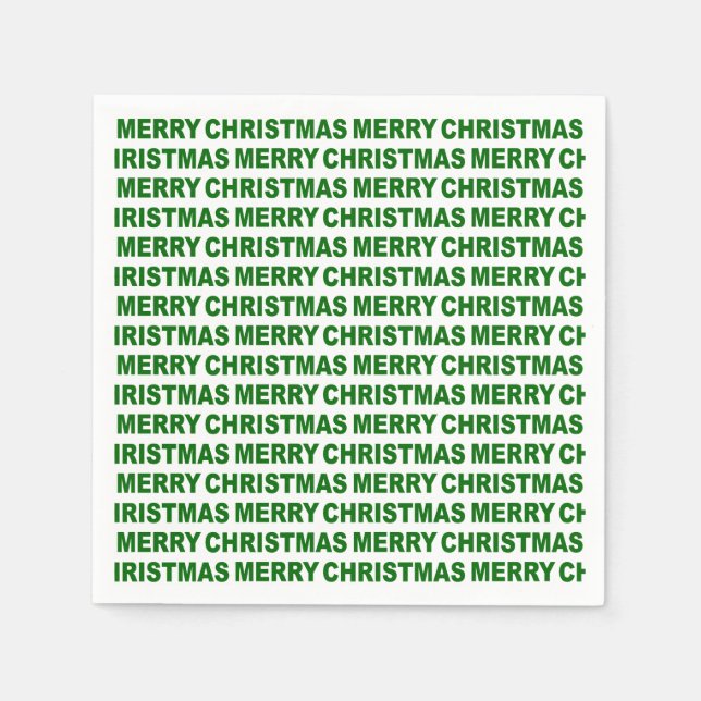 Serviette En Papier Vert foncé sur la typographie blanche de Noël (Devant)