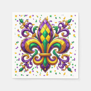 Serviette En Papier Vert jaune pourpre Mardi Gras fleur de lis