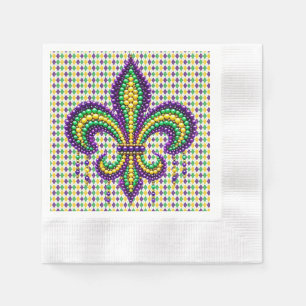 Serviette En Papier Vert jaune pourpre Mardi Gras fleur de lis